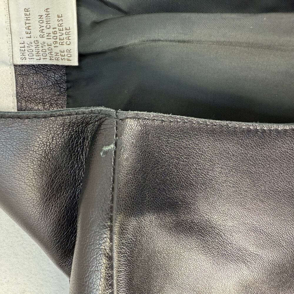 Doncaster Leather Jacket Women's 10 Black Open Leather Laser Cut Trim Lined EUC - Picture 10 of 12